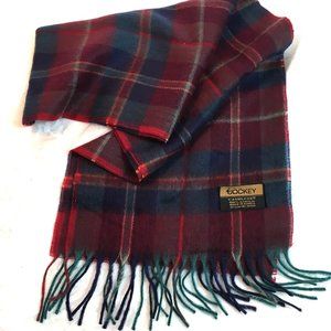 JOCKEY Cashluxe Burgundy  Dark Blue Plaid Winter Scarf 64" x 12" NWOT